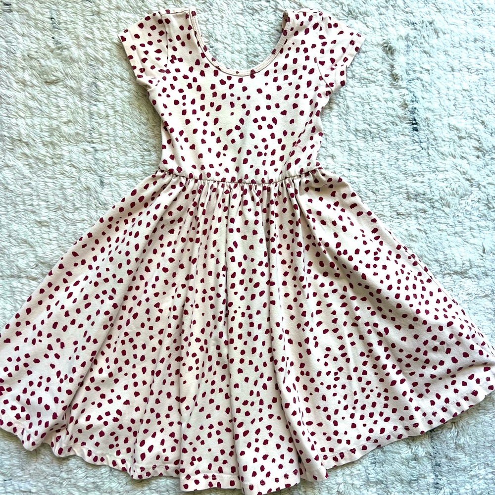 Alice Ames cap sleeve ballet dress, red pattern